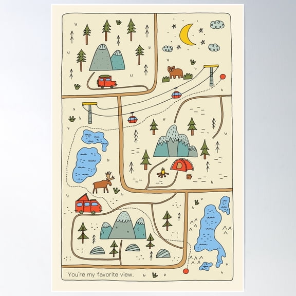 Adventure Map Poster Wall Art, Modern Wall Decor For Living Room Bedroom, 16x24 UNFRAMED