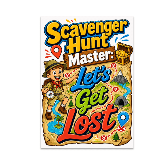 Adventure Map Wall Art - Scavenger Hunt Enthusiast - 13x19 Poster Print