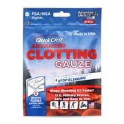 Adventure Medical Kits QuikClot Advanced Clotting Gauze - Stops Bleeding Up to 5x Faster Than Standard Gauze - Kaolin Hemostatic Dressing - For First Aid Kits & Survival Gear - 3 x 24" (2 Strips)