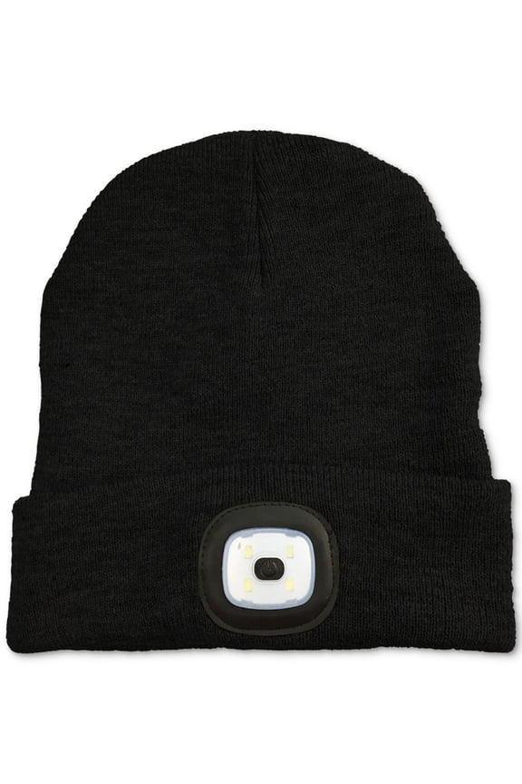 Mens Led Cuffed Beanie, Black