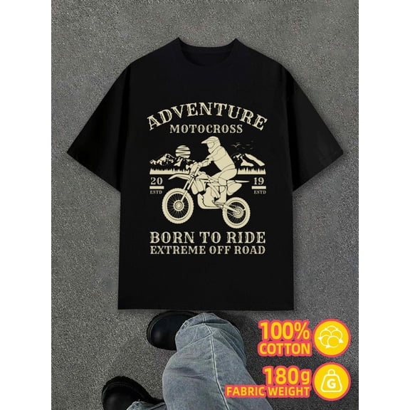 Adventure Motocross for men black 180G 100% Cotton Hip-hop streetwear Original Unisex Shirt Printed tshirts Fashion Unisex Shirt Short Sleeve tshirts