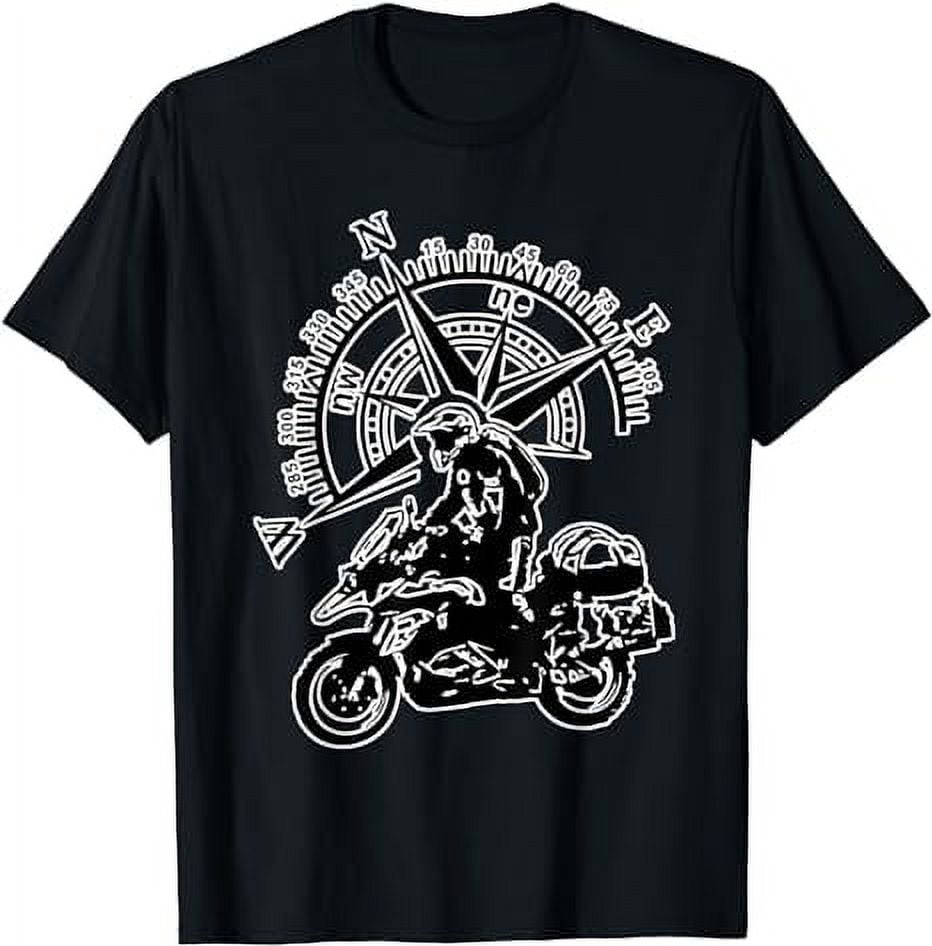 Adventure Motorbike Off Road Nautical Compass Trees World TShirt