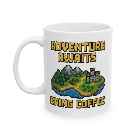 Adventure Mug, Pixel Art RPG Lover Mug, 8 bit Retro Gaming Nostalgia Adventure Cup, Nerdy Gamer Fantasy Cup for Game Lover, RPG Gift