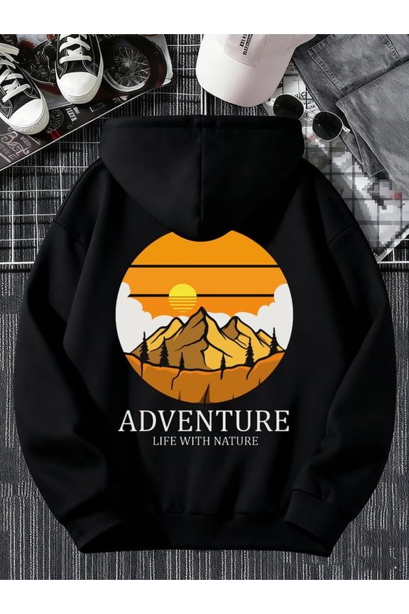 Adventure Nature sweatshirt Camping men's polyester black Stylish Autumn/Winter Outerwear,Sweatshirts,Plus Size Hoodies,Cool Hoodies,Funny Hoodies,Sweatshirt beer funny Unique Design Unisex hoodie