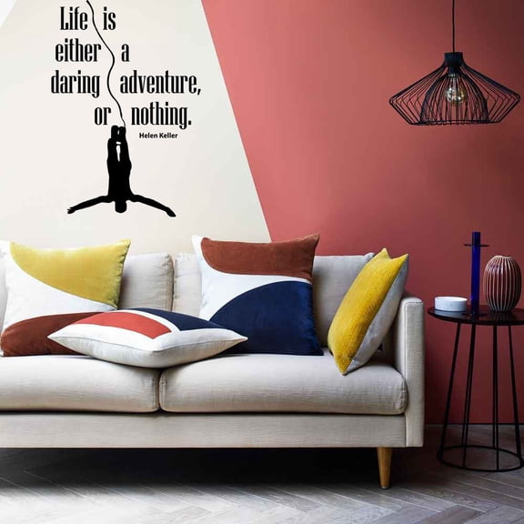 Adventure or Nothing - Helen Keller Quote Famous Life Motivation Quotes Inspiration Saying Wall Art Sticker Designs Vinyl Stickers For Home House Walls Room Window Bedroom Decoration Size (10x8 inch)