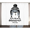 thumbnail image 1 of Ambesonne Adventure Curtains 2 Panel Set, Bear and Hat, 108" x 96", Blue Grey Black, 1 of 3