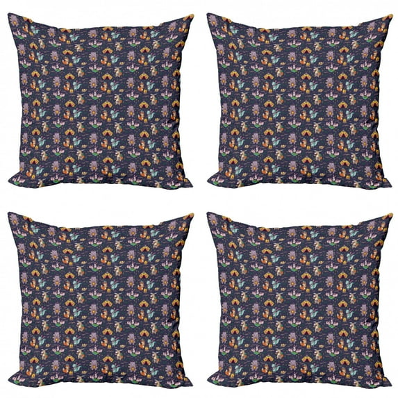 Ambesonne Adventure Throw Pillow Cover 4 Pack, Camping Concept, 16", Multicolor