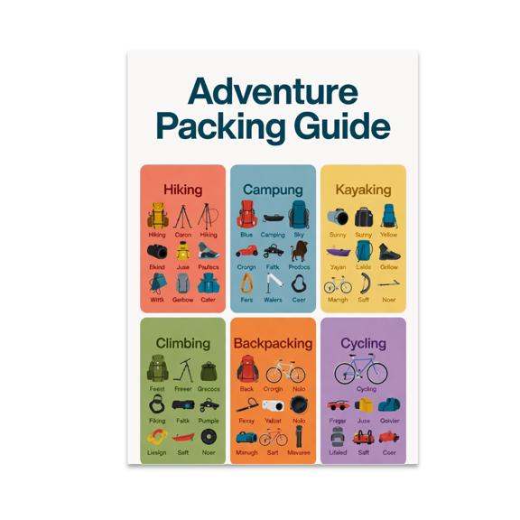 Adventure Packing Guide Infographic - Outdoor Enthusiast - 13x19 Poster Print