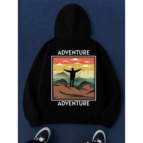 Adventure Peak hoodies Camping for men long sleeve black Sweatshirt Streetwear For Winter Fall, As Gifts casual streetwear aesthetic autumn graphic beer cute Funny Unisex hoodie