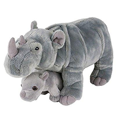 Adventure Planet Birth of Life Stuffed Rhino with Baby 14" & 6"