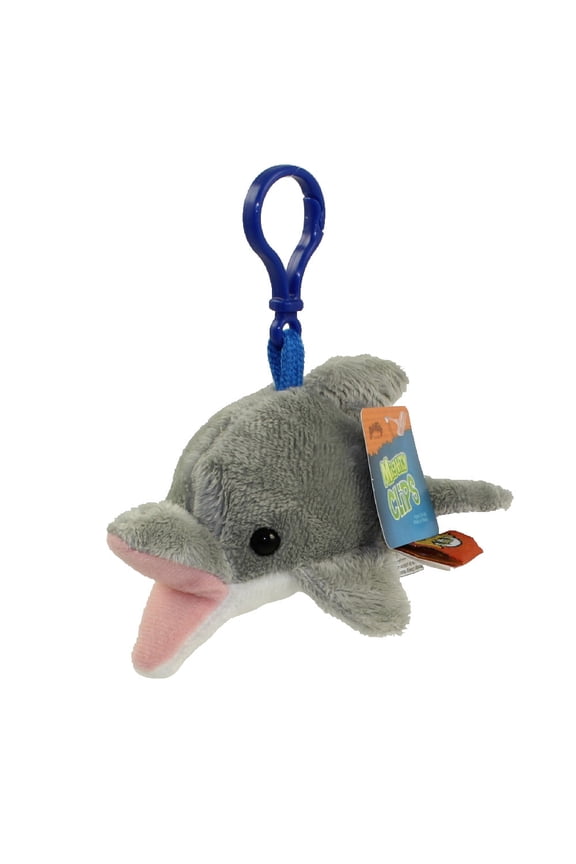 Plush - Mighty Clips - DOLPHIN (Plastic Key Clip - 3.5 inch)