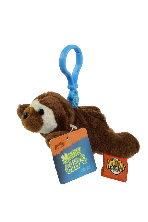 Plush - Mighty Clips - SLOTH (Plastic Key Clip - 3.5 in)