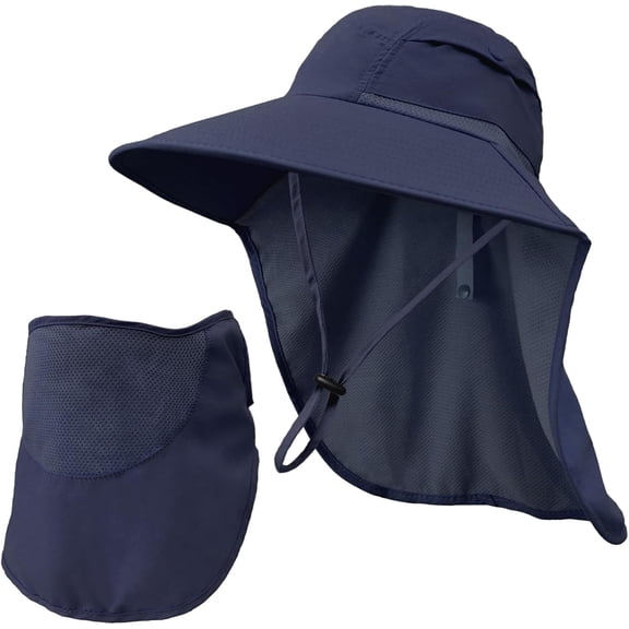 Fisherman Hat with Detachable Face Cover for Safari,Adventure-Ready Wide Brim Hat - UPF 50+for  Fishing & Hiking