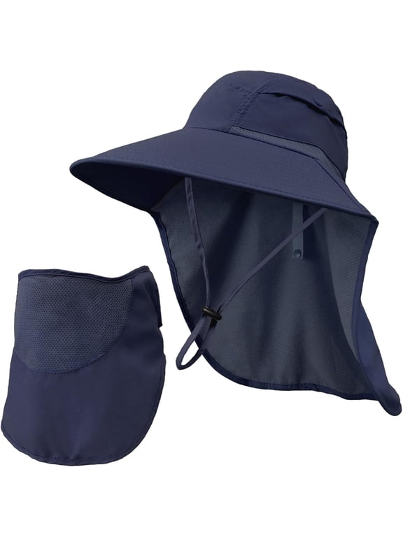 Fisherman Hat with Detachable Face Cover for Safari,Adventure-Ready Wide Brim Hat - UPF 50+for Fishing & Hiking