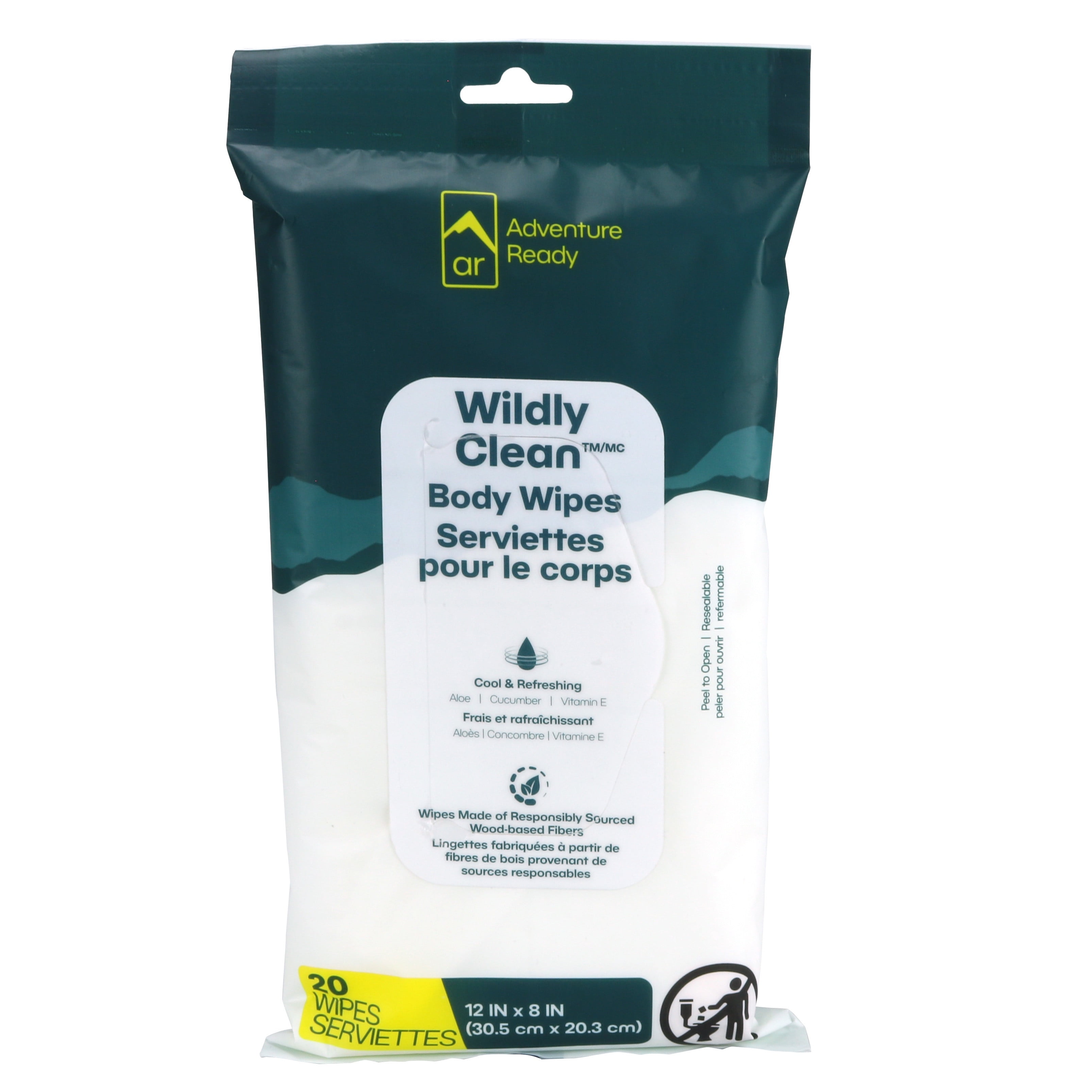 Adventure Ready Wildly Clean Body Wipes, 20 Count