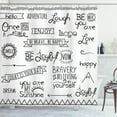 thumbnail image 1 of Adventure Shower Curtain, Various Quotes on Happiness and Self Value Uplifting Phrases Being Who You Are, Fabric Bathroom Set with Hooks, 69W X 70L Inches, Black White, by Ambesonne, 1 of 2