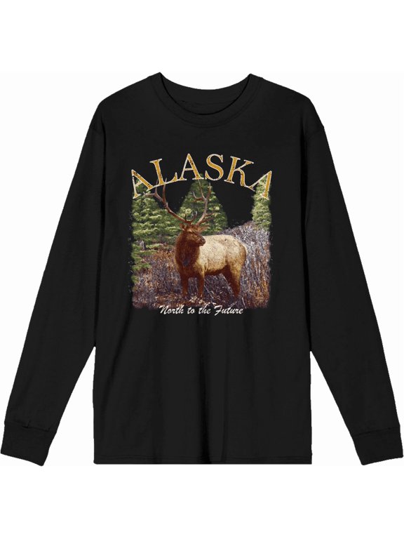 Adventure Society Alaska Crew Neck Long Sleeve Adult Tee
-Small-Black