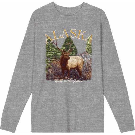 Adventure Society Alaska Crew Neck Long Sleeve Heather Gray Adult Tee
-Medium