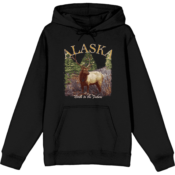 Adventure Society Alaska Long Sleeve Adult Hooded Sweatshirt-Large-Black