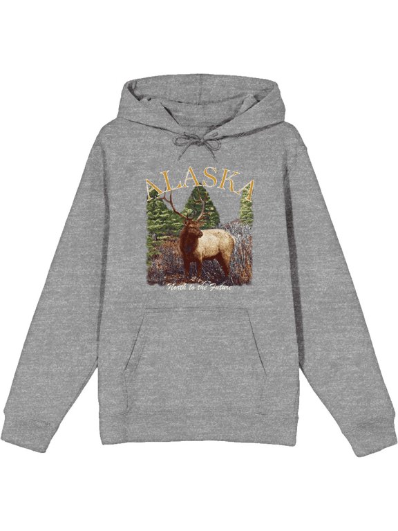 Adventure Society Alaska Long Sleeve Adult Hooded Sweatshirt-Small-Heather Gray
