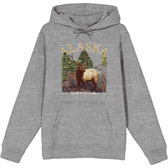 Adventure Society Alaska Long Sleeve Adult Hooded Sweatshirt-Small-Heather Gray