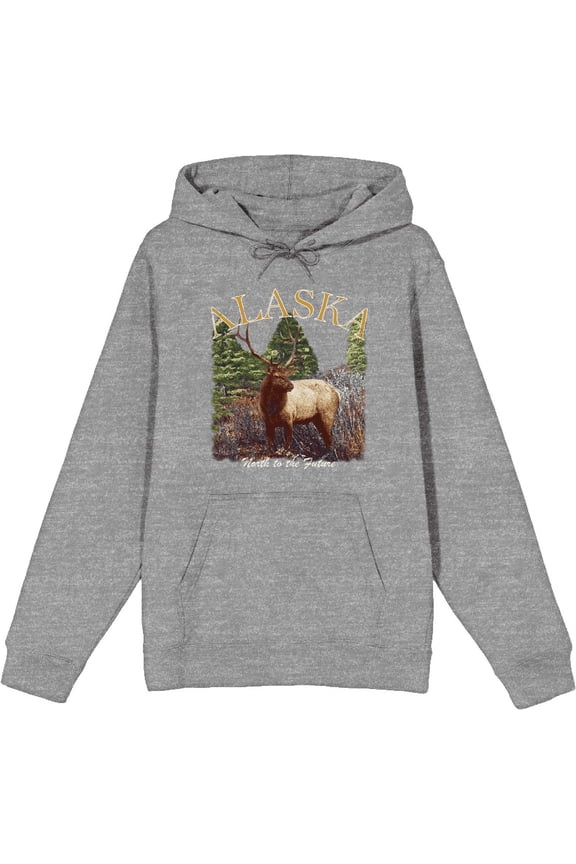 Adventure Society Alaska Long Sleeve Adult Hooded Sweatshirt-XXL-Heather Gray