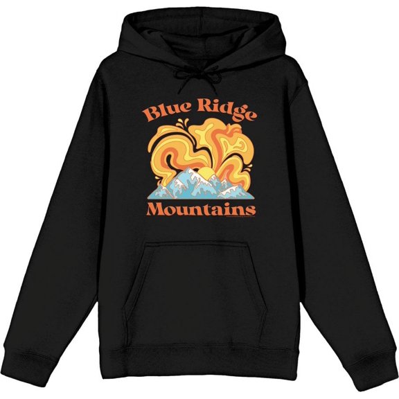Adventure Society Blue Ridge Mountains Adult Black Long Sleeve Hoodie-3XL