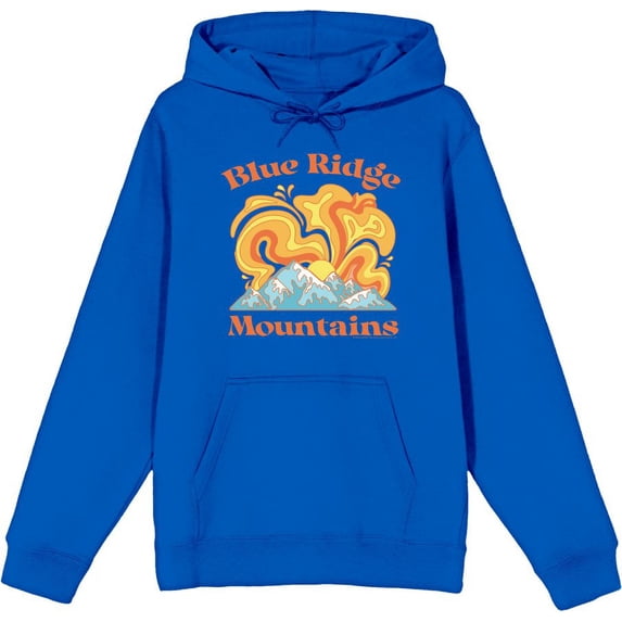 Adventure Society Blue Ridge Mountains Adult Blue Long Sleeve Hoodie-Medium