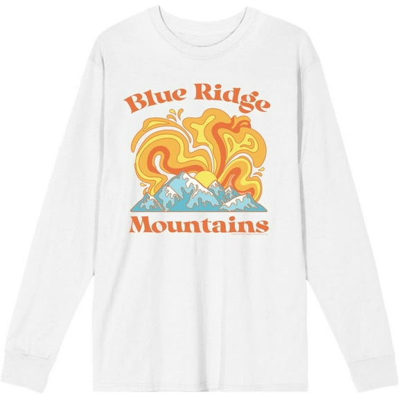 Adventure Society Blue Ridge Mountains Adult White Crew Neck Long Sleeve Tee-Medium