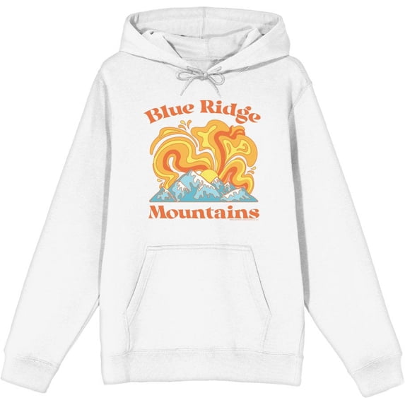 Adventure Society Blue Ridge Mountains Adult White Long Sleeve Hoodie-XXL