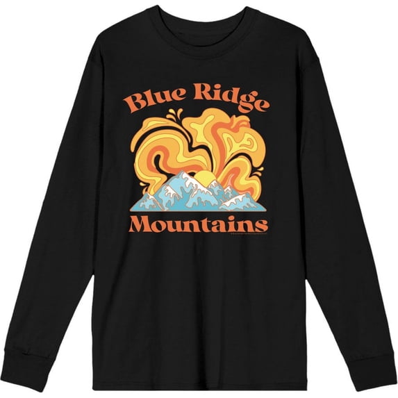 Adventure Society Blue Ridge Mountains Adult Black Crew Neck Long Sleeve Tee-Medium