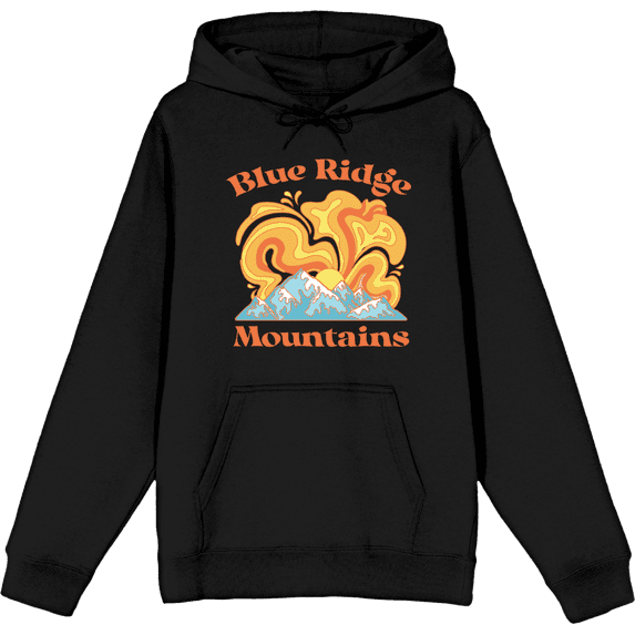 Adventure Society Blue Ridge Mountains Black Adult Long Sleeve Hoodie-Medium