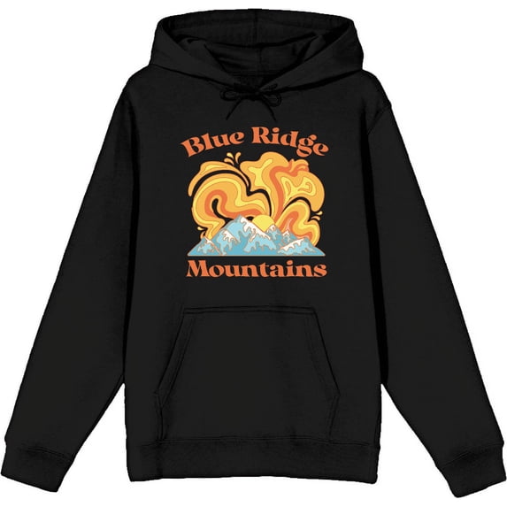 Adventure Society Blue Ridge Mountains Black Adult Long Sleeve Hoodie-Medium