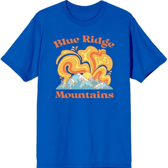 Adventure Society Blue Ridge Mountains Blue Men's Crew Neck Short Sleeve Tee-3XL