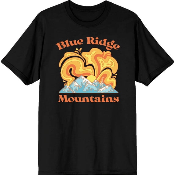 Adventure Society Blue Ridge Mountains Men's Black Crew Neck Short Sleeve Tee-Small