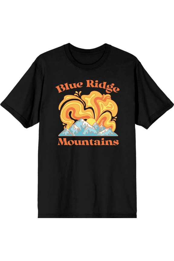 Adventure Society Blue Ridge Mountains Men's Black Crew Neck Short Sleeve Tee-XS