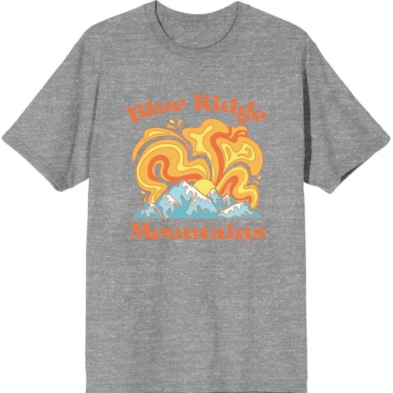 Adventure Society Blue Ridge Mountains Men's Heather Gray Crew Neck Short Sleeve Tee-XS