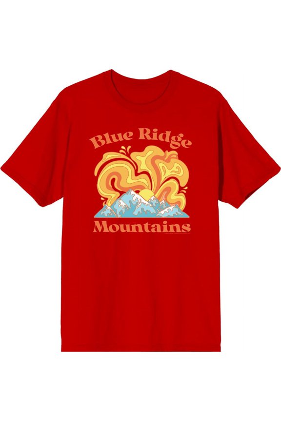 Adventure Society Blue Ridge Mountains Men's Red Crew Neck Short Sleeve Tee-XL