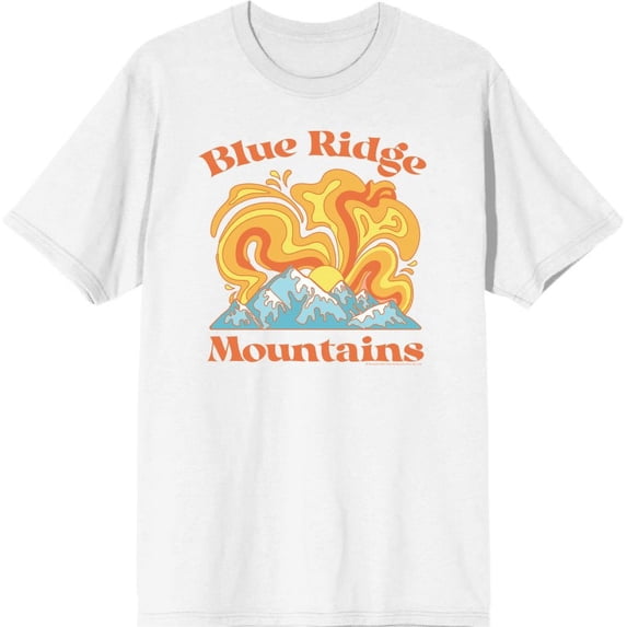 Adventure Society Blue Ridge Mountains Men's White Crew Neck Short Sleeve Tee-Large