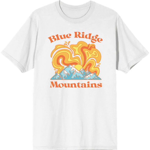 Adventure Society Blue Ridge Mountains Men's White Crew Neck Short Sleeve Tee-Small