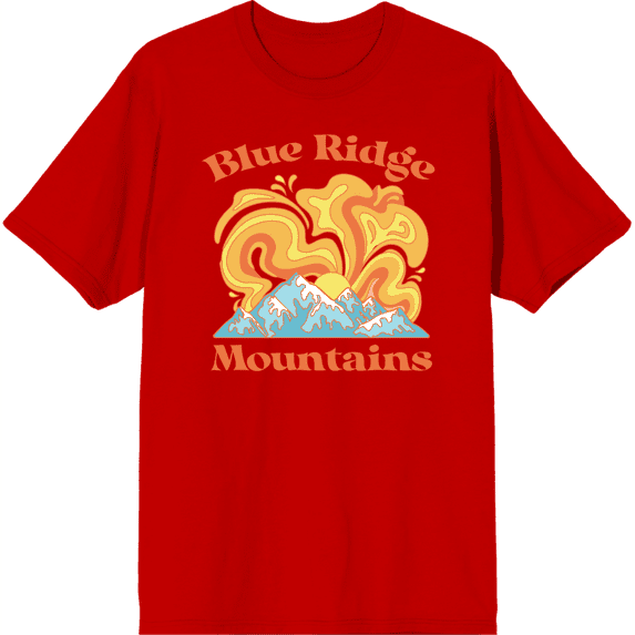 Adventure Society Blue Ridge Mountains Red Men's Crew Neck Short Sleeve Tee-Small