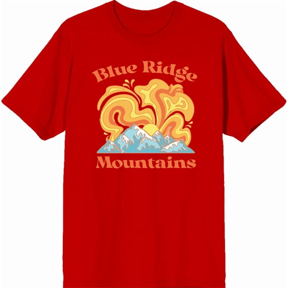 Adventure Society Blue Ridge Mountains Red Men's Crew Neck Short Sleeve Tee-Small