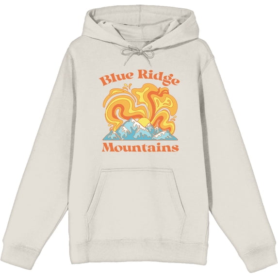 Adventure Society Blue Ridge Mountains Sand Adult Long Sleeve Hoodie-Large