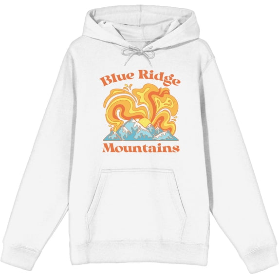 Adventure Society Blue Ridge Mountains White Adult Long Sleeve Hoodie-XXL