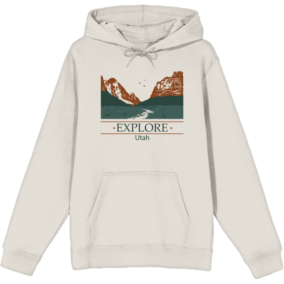 Adventure Society Explore Utah Adult Sand Long Sleeve Hoodie-Medium