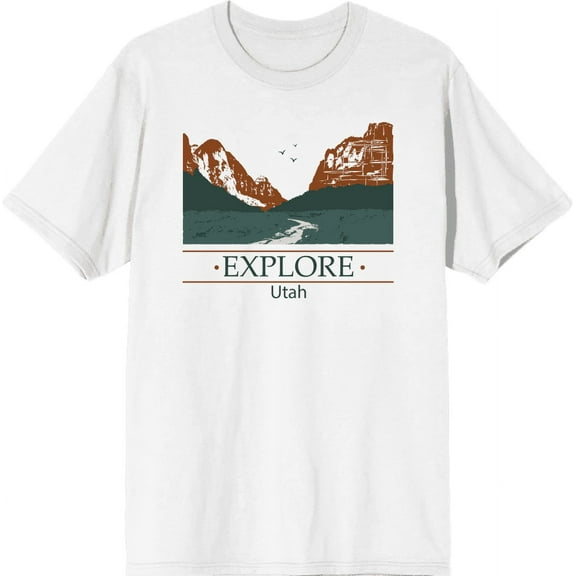 Adventure Society Explore Utah Adult White Crew Neck Short Sleee Tee-Medium