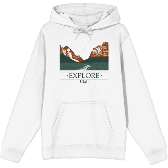 Adventure Society Explore Utah Adult White Long Sleeve Hoodie-Medium
