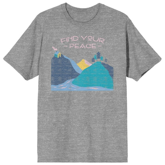 Adventure Society Find Your Peace Men's Heather Gray T-Shirt-3XL
