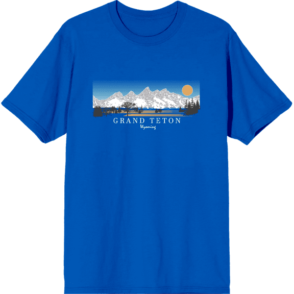 Adventure Society Grand Teton Wyoming Crew Neck Short Sleeve Adult T-shirt-3XL-Orange