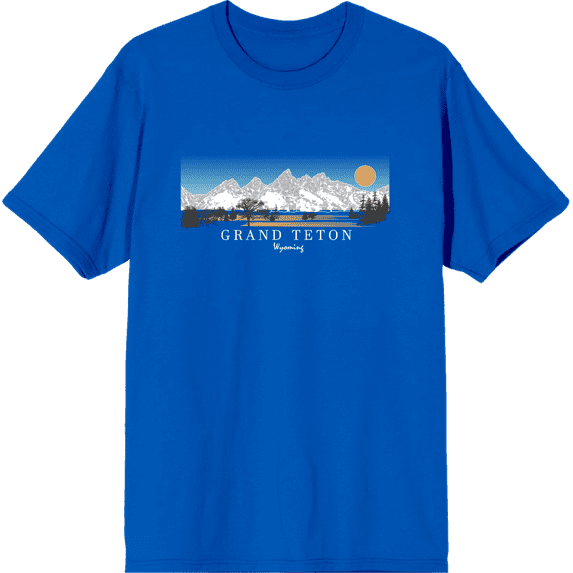 Adventure Society Grand Teton Wyoming Crew Neck Short Sleeve Adult T-shirt-Medium-Orange